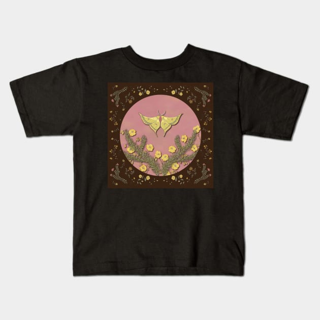 Butterflies & Blooms - Chocolate & Pink Kids T-Shirt by lottibrown